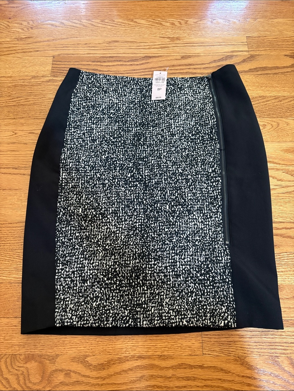 Ann Taylor Black and White Tweed Panel Pencil Skirt